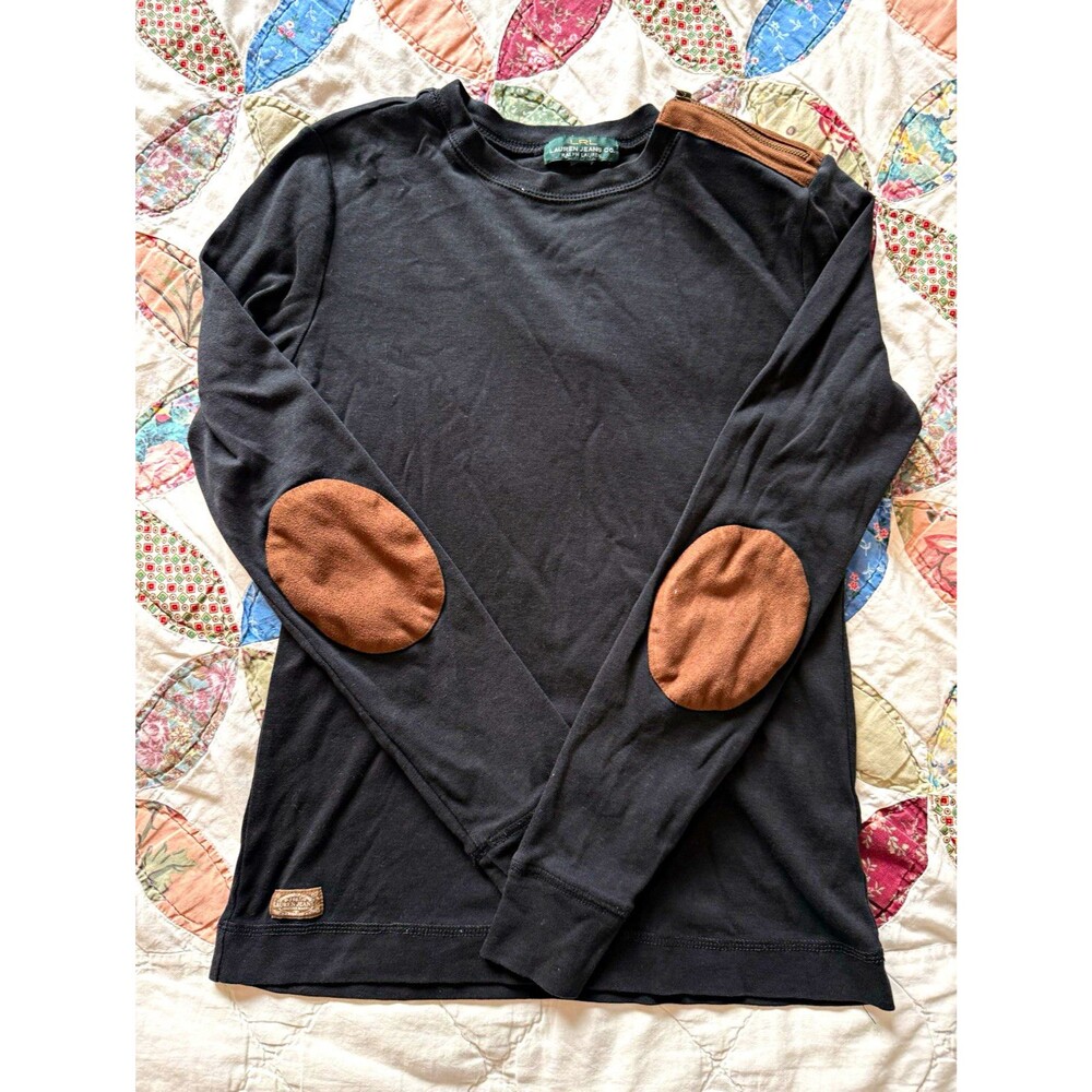 Vintage LRL Lauren Jeans Co. Women’s Black Knot Long Sleeve with Elbow Patch, S